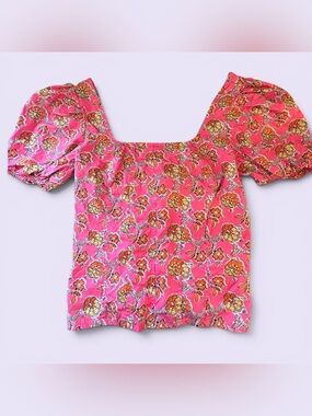 J.Crew Collection Pink Floral Crop Top. Stretch back w zipper. Like new. Size 0